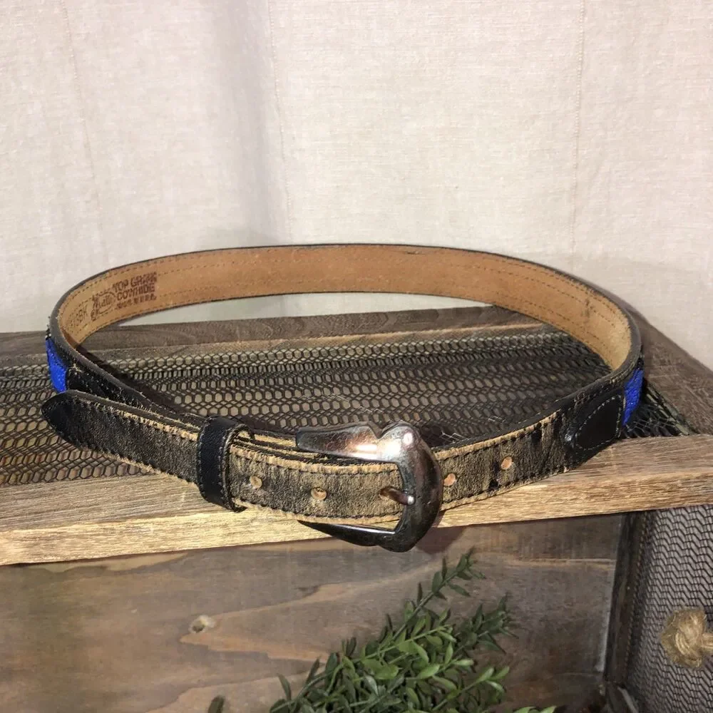 Vintage Justin’s Leather Belt Child 513BK Southwest Beaded Seed Bead 26 in USA